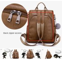 Mochila antirrobo de cuero vintage suave para mujer, mochila de trabajo de gran capacidad, bolso de hombro informal para mujer - details 6