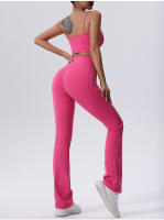 Conjunto deportivo de dos piezas para mujer, sujetador de yoga y polainas, material de nailon/spandex - details 4