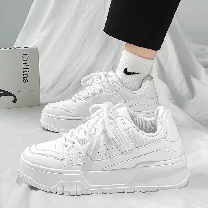 Nuevos Zapatos Blancos Deportivos Casuales Versátiles, Zapatos De Plataforma Gruesa Para Hombre - 1