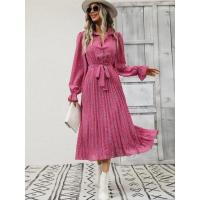 Floral para mujer, elegante vestido bonito de manga larga con cordones en la solapa, 2025 - details 1