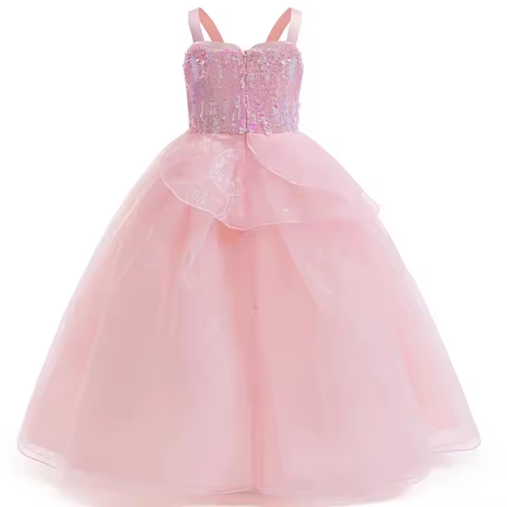Disfraz de malvado Cosplay para niñas, vestido de noche de princesa de boda rosa, corona y varita, fiesta de cumpleaños de Halloween, 3 uds. - 1