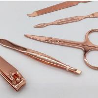 Juego de manicura de cortaúñas de acero inoxidable, juego de 5 piezas de oro rosa, cortaúñas - details 0