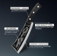 Cuchillo de Chef Hecho a Mano de Acero 4CR13C Cuchillo de Cocina para Carne, Verduras, Frutas, Pescado Incluye Funda Perfecto para Cocinar al Aire Libre en Camping BBQ - details 2