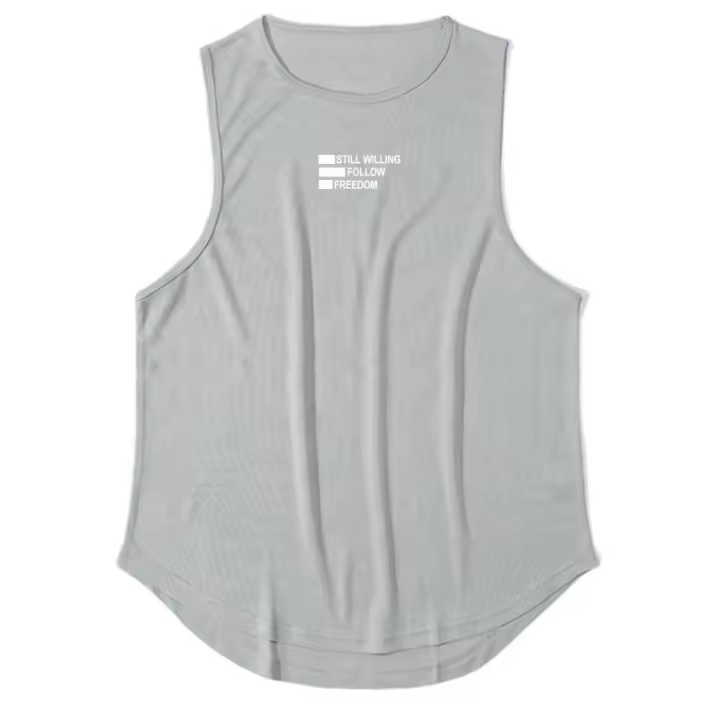 Still Willing Follow Freedom Summer Fashion Sports Tank Top Mens Fitness Clothing Quick Dry Loose Bodybuilding Sleeveless Shirts - 1