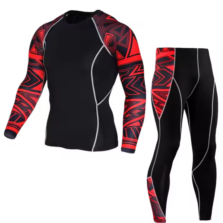 Quick-Drying Men's Sports Suit with Super Elasticity and Long-Sleeved Fitness T-Shirt - 1