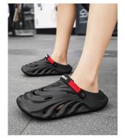 Sandalias que usan los hombres en verano, antideslizantes de suela gruesa, zapatos con orificios con sensación de mierda para conducir, geniales zapatillas de bolsa de gran tamaño de doble propósito de playa - details 6