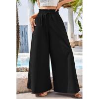 Pantalones de pierna ancha lisos de moda coreana de lino de cintura alta con cinturón - details 3
