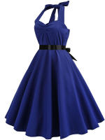 Women big swing casual party 50s 60s halter vintage dresses - details 3