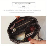 Bolso de Mesajerito para Mujer de Estilo Vintage con Pendientes y Cadena, Cierre de Cremallera, Almohadilla de Poliéster Nuevo Modelo 2024 - details 1