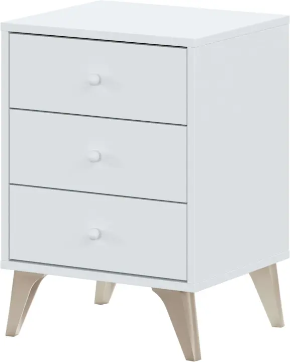 Habitdesign Mesita de Noche 3 cajones, Mesita de Noche, Modelo Sweet, Color Blanco Artik, Medidas: 40 cm (Ancho) x 33,5 cm (Fondo) x 56 cm (Alto) - 1