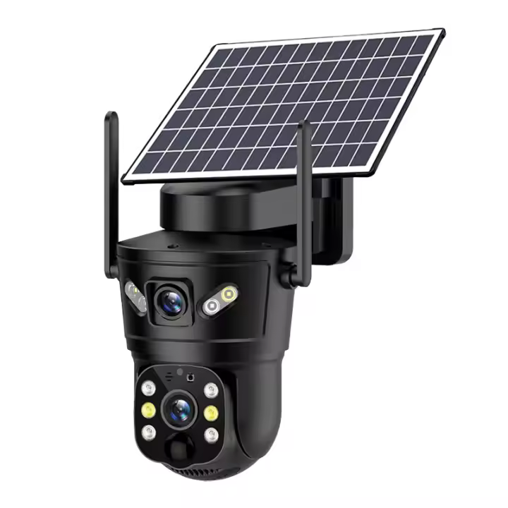 Cámara de Seguridad Solar Dual Lente V380 Visión Nocturna, Detección Humana PIR, Monitorización PTZ, 8MP, 4K, Inalámbrica, A prueba de agua, Uso externo y interior - 1