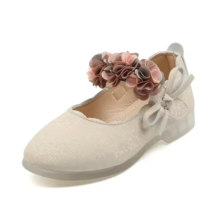 Zapatos de princesa de cristal para niña de cuero floral para niño, estilo coreano, zapatos de baile con lazo para fiesta y boda - 1