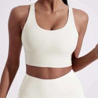 Sujetador deportivo Fiess con espalda cruzada para mujer, Top ajustado de alta resistencia, ropa interior de entrenamiento integral para gimnasio y Yoga con almohadilla para el pecho, Color sólido - details 3