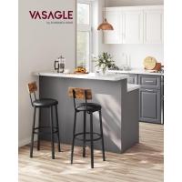 Taburetes de Bar Juego de 2, Tapizados de PU, Taburete Alto con Reposapiés, Montaje Sencillo, Industrial para Cocina, Comedor Marrón Rústico y Negro - details 1