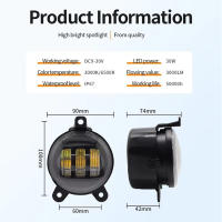 Faros antiniebla delanteros bicolor para sedans Jeep Wrangler Suv 30W3,5 pulgadas 2 piezas - details 3