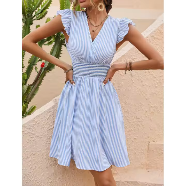 Tela colorida de alta calidad, cómoda, ajustada, varios colores disponibles, vestido de verano ajustado con estilos ricos - 1