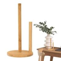 Base antideslizante, soporte para papel de cocina en rollo de madera, soporte de papel desechable Simple estable, soporte de pañuelos Vertical reutilizable para sala de estar - details 4