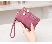 Cartera pequeña y plegable con cremallera doble, billetera corta con correa para la muñeca, billetera portátil de cuero PU para mujer - details 4