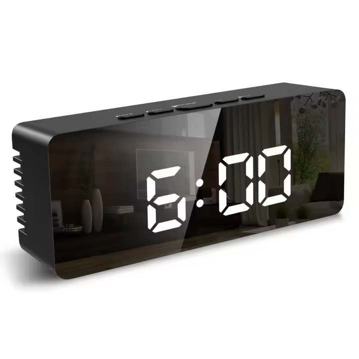 ORIA-reloj despertador Digital con espejo, dispositivo electrónico de mesa alimentado por USB y batería, modo nocturno, 12/24H - 1