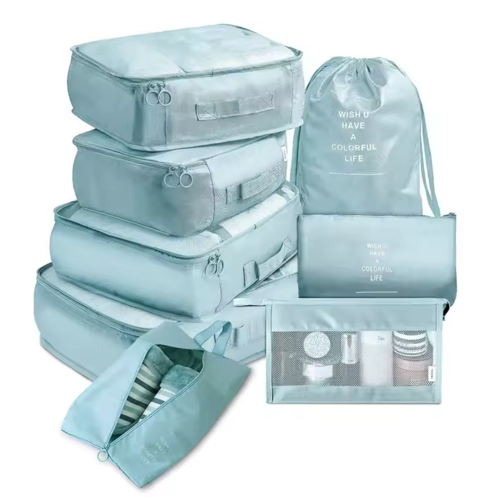 8Pcs Packing Cubes for Travel, Travel Cubes Set Foldable Suitcase Organizer Lightweight Luggage Storage Bag - 1