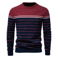 Suéter de manga larga de punto a rayas para hombre, Jersey informal de cuello redondo, nuevo - details 5