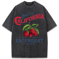 Camisetas lavadas con estampado de California Raspberry Journey Of Love, camiseta informal de algodón para mujer, Tops de verano Y2K, ropa holgada con cuello redondo - details 7