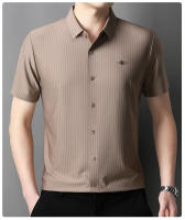 25 Nuevo verano Anti arrugas Casual Polo Business Camisa de manga corta a rayas verticales para hombres - details 10