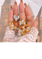 Anillo Hueco de Diamante de Agua de lujo para Mujeres, anillo de Maple de Titanium, forma de engrane de personalidad, Anillo, accesorios de joyería punk - details 9