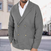 2025 Suéter de punto con doble botón y solapa fina para hombre, chaqueta Tre, ropa de moda de talla grande, otoño e invierno - details 1