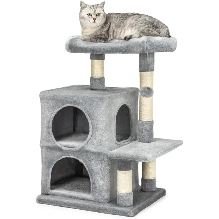 Árbol rascador para Gatos Altura 80 cm, Gris Claro - 1