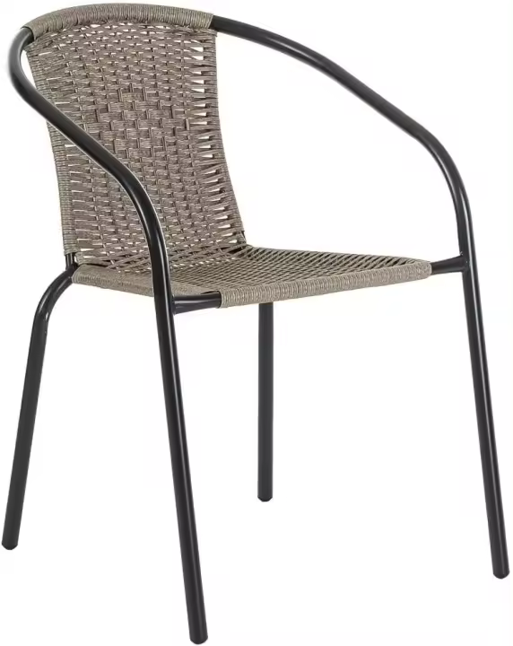 Conjunto de 2 sillas de jardín para exteriores, 2 sillones de ratán natural y acero para balcón o terraza, apilables, cómodas y resistentes. - 1