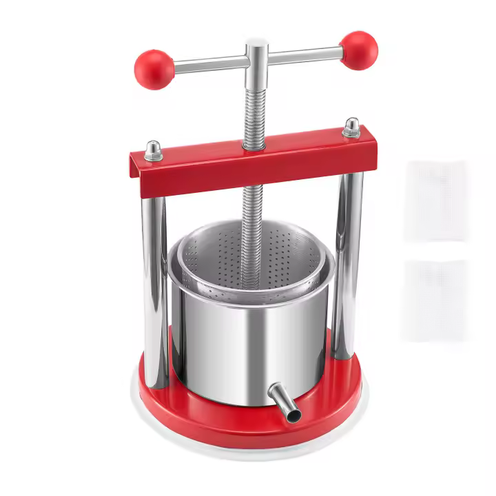 SucceBuy Prensa Manual de Frutas de 0,44 Gal/1,65 L, Barriles Dobles de Acero Inoxidable, Extractor de Jugo para Sidra, Manzana, Uva, Miel - 1