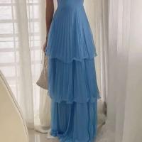 Con correas cansadas y temperamento de cintura alta para mujeres, vestido elegante estilo socialité de moda retro, color sólido - details 1