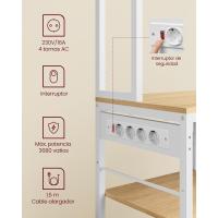 Estantería de Cocina con Multienchufe, Armario de Cocina con Estantes Ajustables, Cajón de Tela, 12 Ganchos, 40 x 100 x 180,4 cm, Estante de Microondas, Marrón Rústico y Negro - details 25
