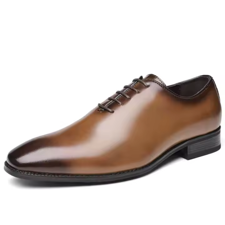 Zapatos de vestir de boda de cuero genuino para hombre, zapatos formales casuales sólidos de goma - 1