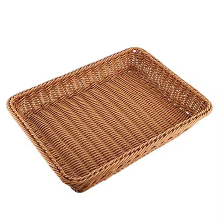 Cesta de ratán de plástico, cesta de pan, tienda de pan, cesta de exhibición de supermercado, tejido de mesa, comida, frutas, verduras, restaurante - 1