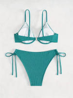 Nuevo traje de baño sexy con espalda descubierta y soporte de acero dividido de Yiyong, bikini con cordones de color sólido para mujer - details 20