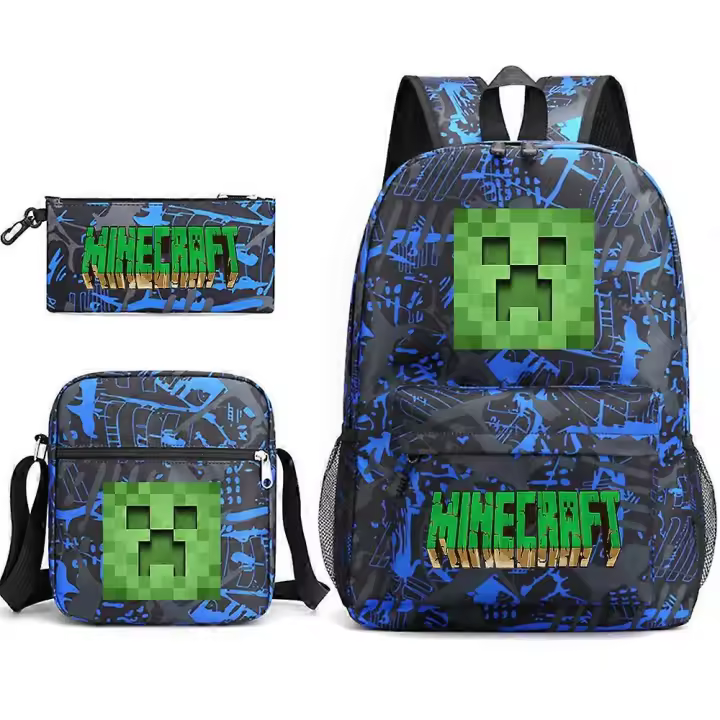 Minecraft My World Schoolbag Juego Periférico Estudiante Gran Capacidad Impreso Mochila Escolar De Tres Piezas Para Hombres Y Mujeres Patrón ~ 1 - 1