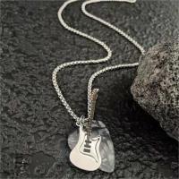Collar con colgante de púa de guitarra de hip-hop, gargantilla de cadena de guitarra de acero de titanio Punk, cadena de suéter de guitarra eléctrica de moda Vintage para pareja - details 7