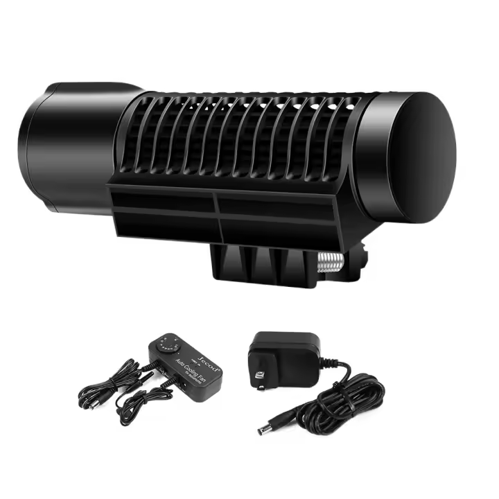 Conversión de frecuencia Ventilador de refrigeración para acuario Control automático de temperatura silencioso Ventilador de refrigeración para pecera ajustable Negro - 1