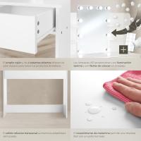 tocador de Maquillaje, Estilo Vintage, Espejo Giratorio, Taburete Acolchado, 4 cajones, Elegante, Muebles Dormitorio, tocador con Espejo, Espejo Maquillaje, tocadores de Maquillaje - details 52