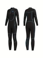 Traje de neopreno completo para mujer, con cremallera frontal, manga larga y pierna, material de cloropreno para buceo y deportes - details 8