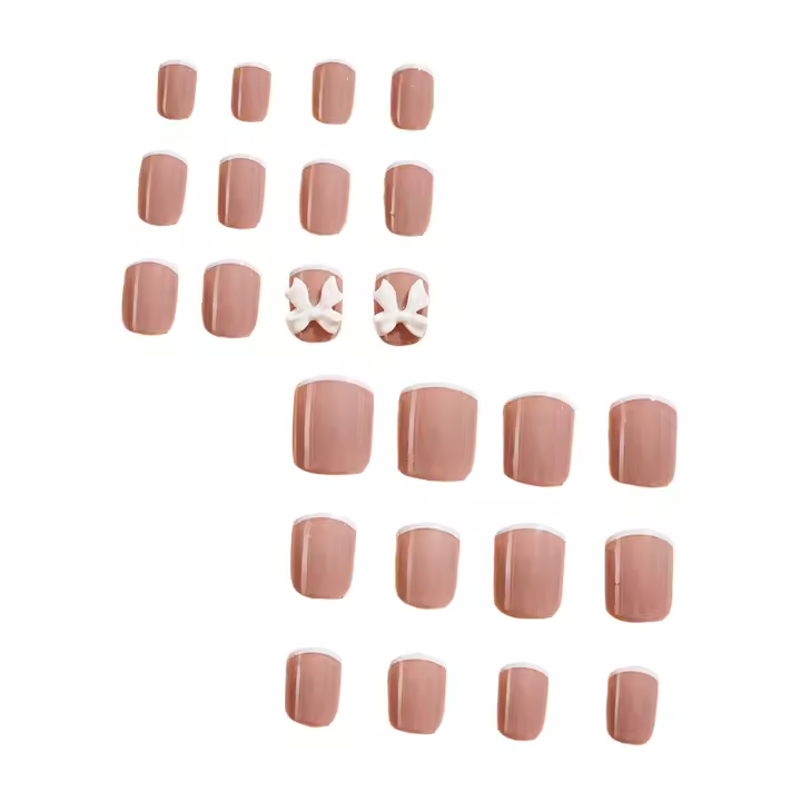 24 uñas artificiales cuadradas de color rosa, cómodas para decoración de dedos del hogar DIY - 1