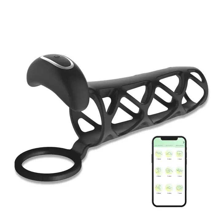 Anillo de Pacio Vibrador Controlado por APP Silicona para Pene y Testículos - 1