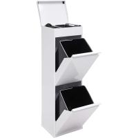 Contenedor de basura y reciclaje de acero de 2 compartimentos con bandeja superior |   2x17L (34L) |   Cubos de basura de cocina |   Contenedores de Reciclaje para Casa u Oficina - details 9