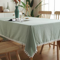 Mantel de Comedor de Hogar de Granja de Color Sólido Tela Cuadrada de Algodón con Borla - details 15