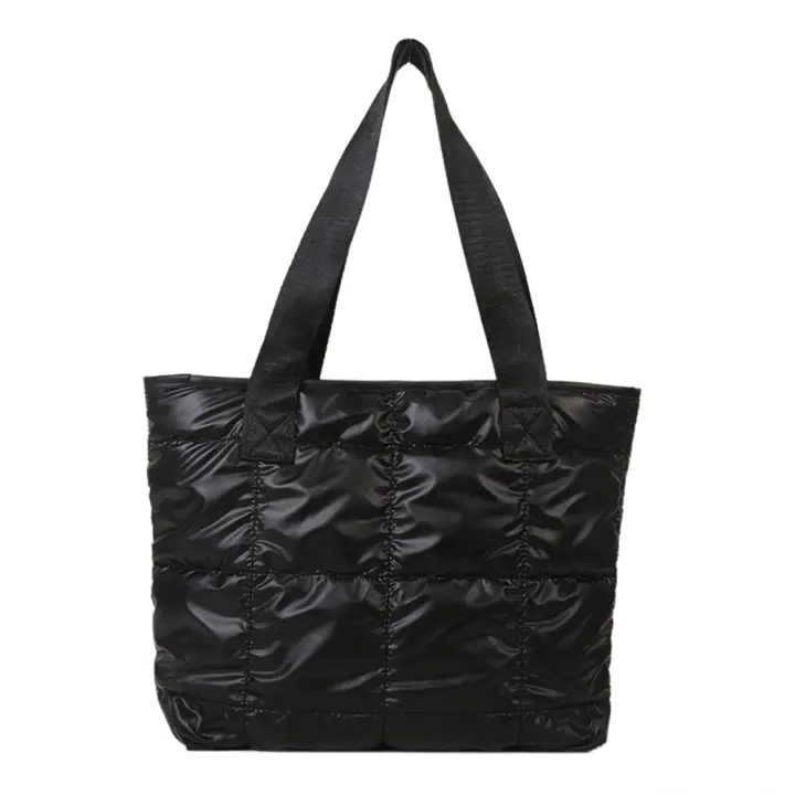 Bolso De Mujer De Moda Tote Gran Capacidad Bolsos De Mano Con Asa Superior Cuadrada Quilted Sólida Para Trabajo En La Oficina - 1
