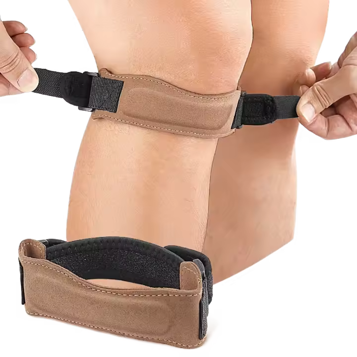 Rodillera con absorción de impacto, cinturón de rodilla para rótula, protección de presión, compresión de rótula, correa de rodilla para rótula, protege lesiones en las articulaciones - 1