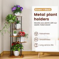 8 Niveles 131cm Estante para Plantas de Madera y Metal Estante de Esquina para Múltiples Macetas Soporte para Plantas Interior Adecuado para Exterior, Balcón, Sala, Oficina, Negro - details 15