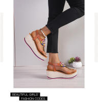 Tamaño grande para mujer, novedad de verano, sandalias coloridas con suela gruesa y tacón con diamantes de imitación - details 12